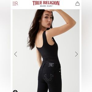 True Religion Halle Mid Rise Super Skinny Body Rinse Black Jeans